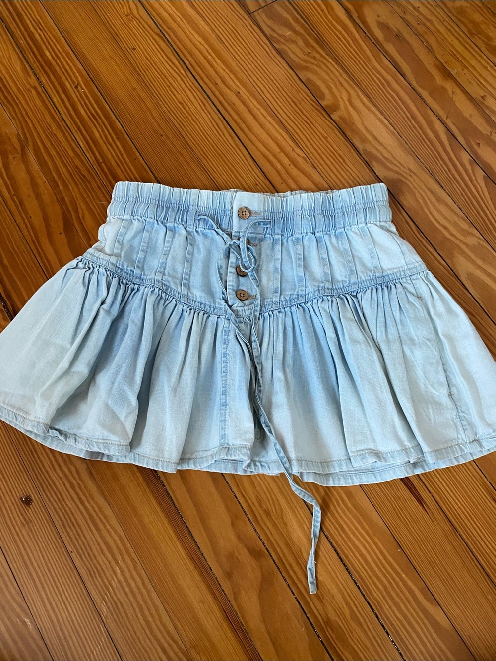 We The Free Light Blue Tiered Skirt with Drawstring